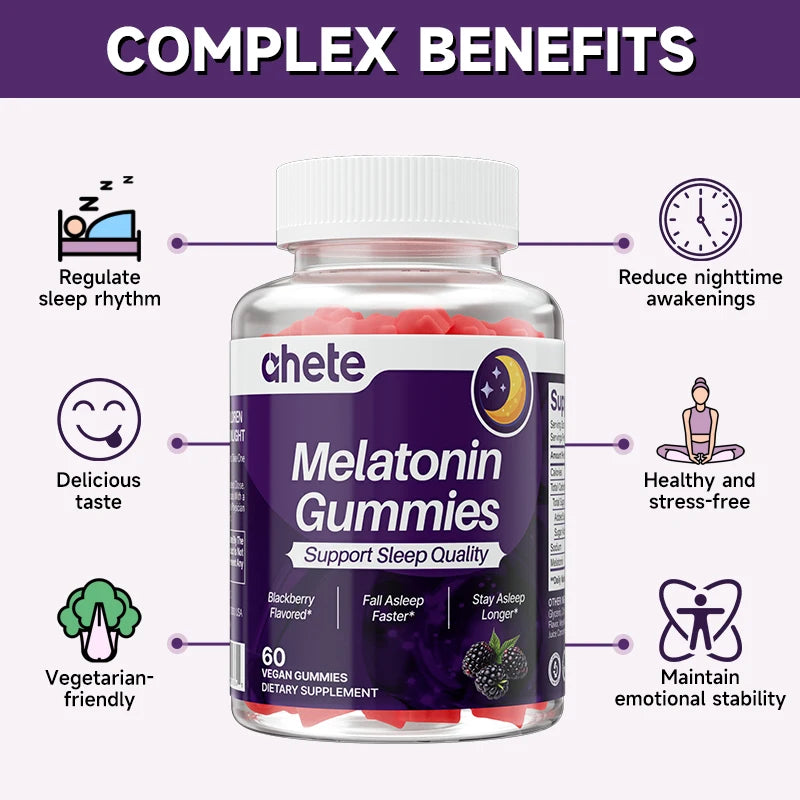 Ahete Melatonin Gummies - Vitamins & Minerals, Melatonin 5mg To Support Good Sleep And Physical And Mental Health.