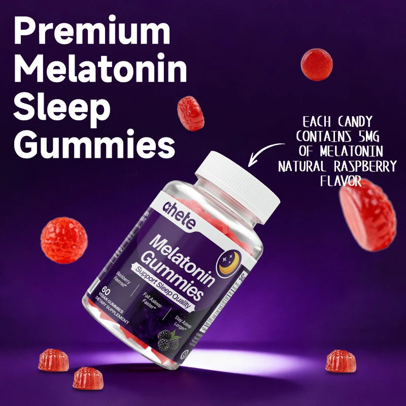 Ahete Melatonin Gummies - Vitamins & Minerals, Melatonin 5mg To Support Good Sleep And Physical And Mental Health.