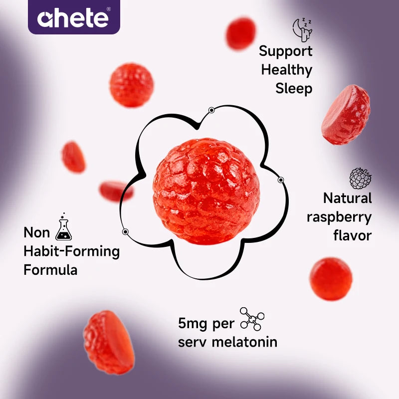 Ahete Melatonin Gummies - Vitamins & Minerals, Melatonin 5mg To Support Good Sleep And Physical And Mental Health.